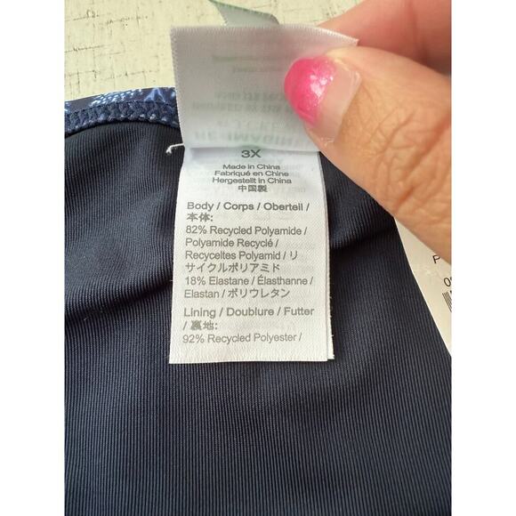 J.Crew Navy Bouquet Block Print String Bikini Bottom With Side Ties Size 3X - Picture 5 of 7